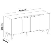 Aparador Buffet 160cm 4 Portas Com Pés Retrô Multimóveis Cr50126 Off White-pinho Ripado
