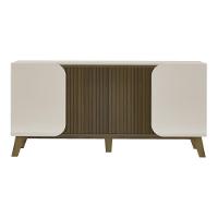 Aparador Buffet 160cm 4 Portas Com Pés Retrô Multimóveis Cr50126 Off White-pinho Ripado - 7