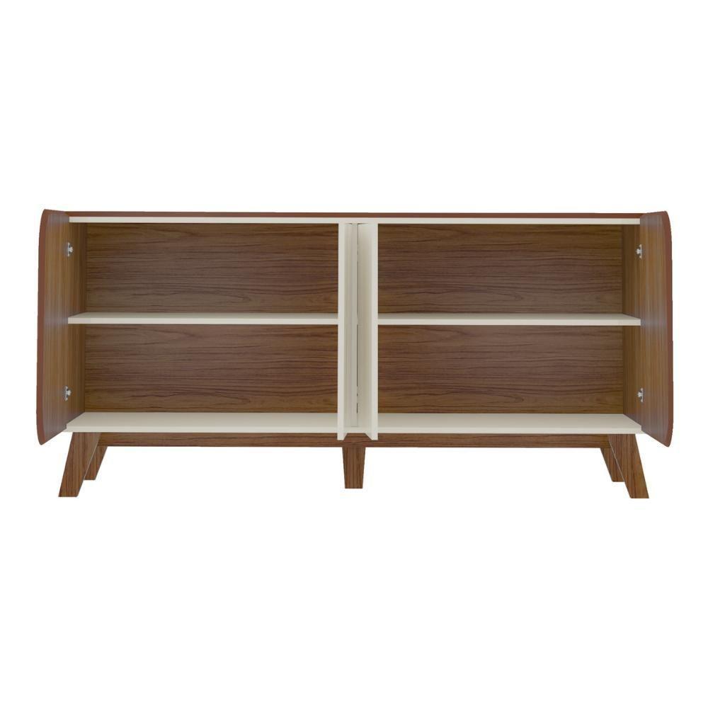 Aparador Buffet 160cm 4 Portas Com Pés Retrô Multimóveis Cr50126 Off White-cedro - 5