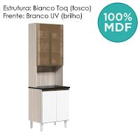 Paneleiro Duplo 4p Vidro 70cm Mdf Kali 18340 Bianco Toq Branco Uv Nicioli Bianco Toq Branco Uv