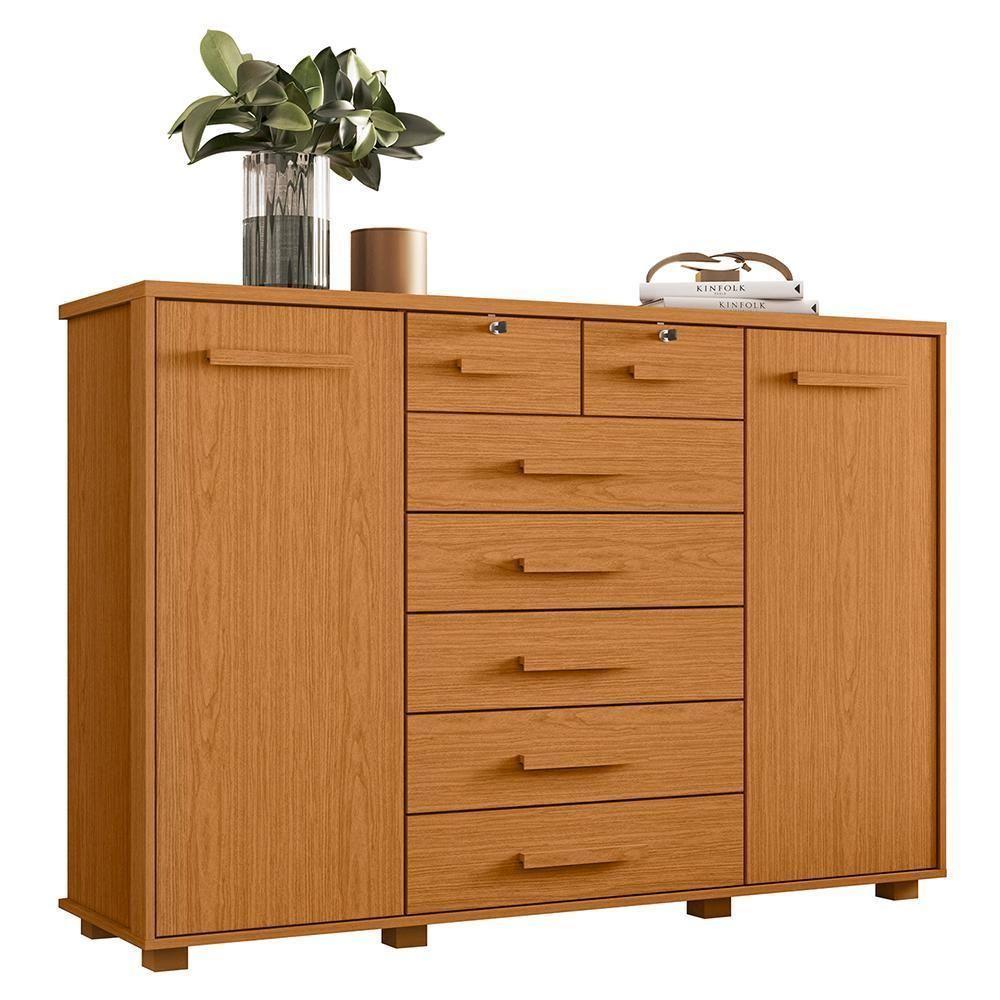 Cômoda Fontana 2 Portas E 7 Gavetas Cinamomo - Móveis Albatroz Cinamomo - 1
