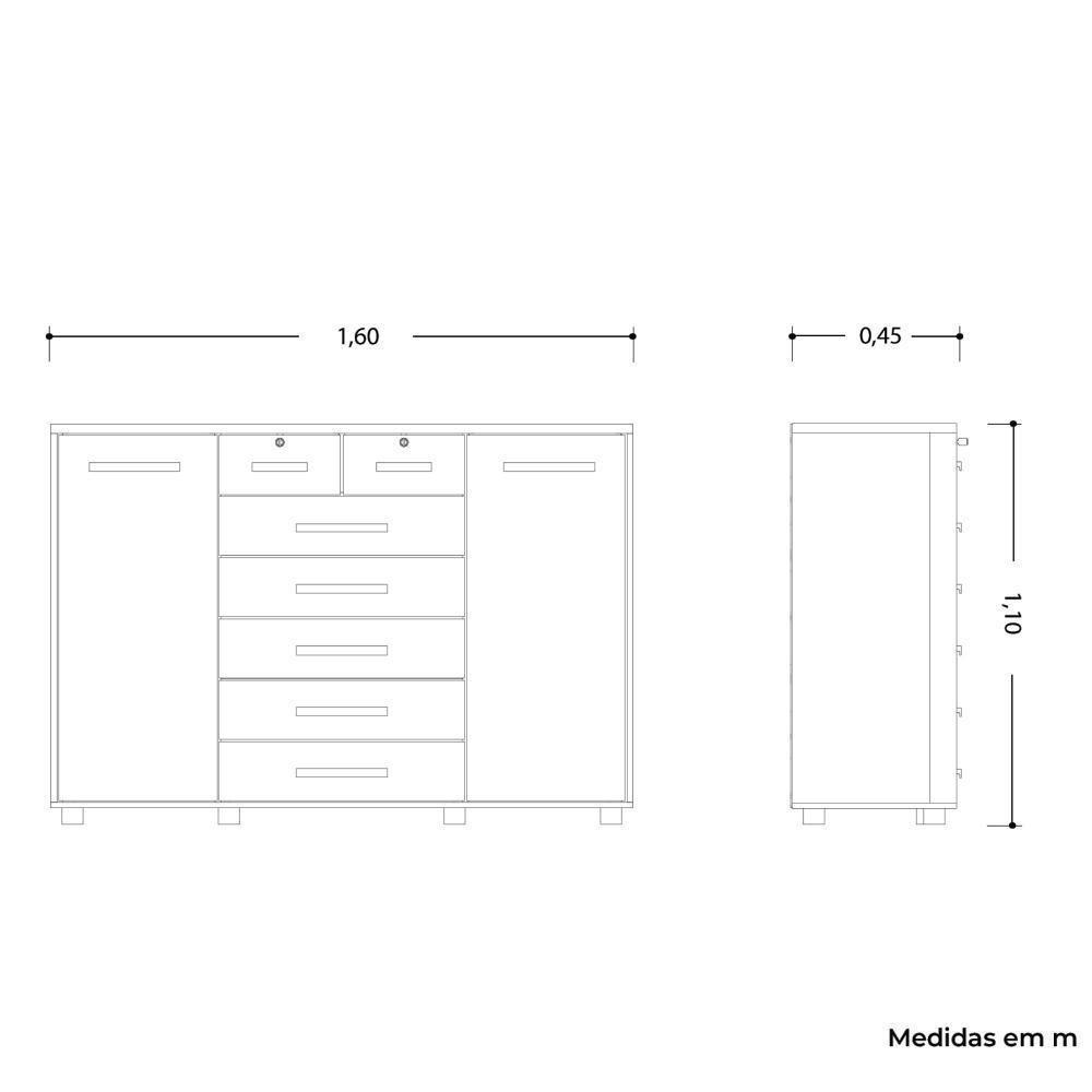 Cômoda Fontana 2 Portas E 7 Gavetas Cinamomo - Móveis Albatroz Cinamomo - 4