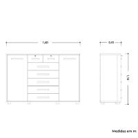 Cômoda Fontana 2 Portas E 7 Gavetas Cinamomo - Móveis Albatroz Cinamomo - 4