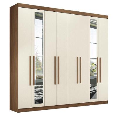 Guarda Roupa Casal Master New 8.4 8 Portas 4 Gavetas Jatobá-areia com Espelho