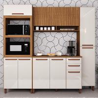 Cozinha Modulada Monza 4 Peças Com Torre Quente 2 Fornos E Paneleiro Freijó-off White - Indékes Freijó-off White - 2