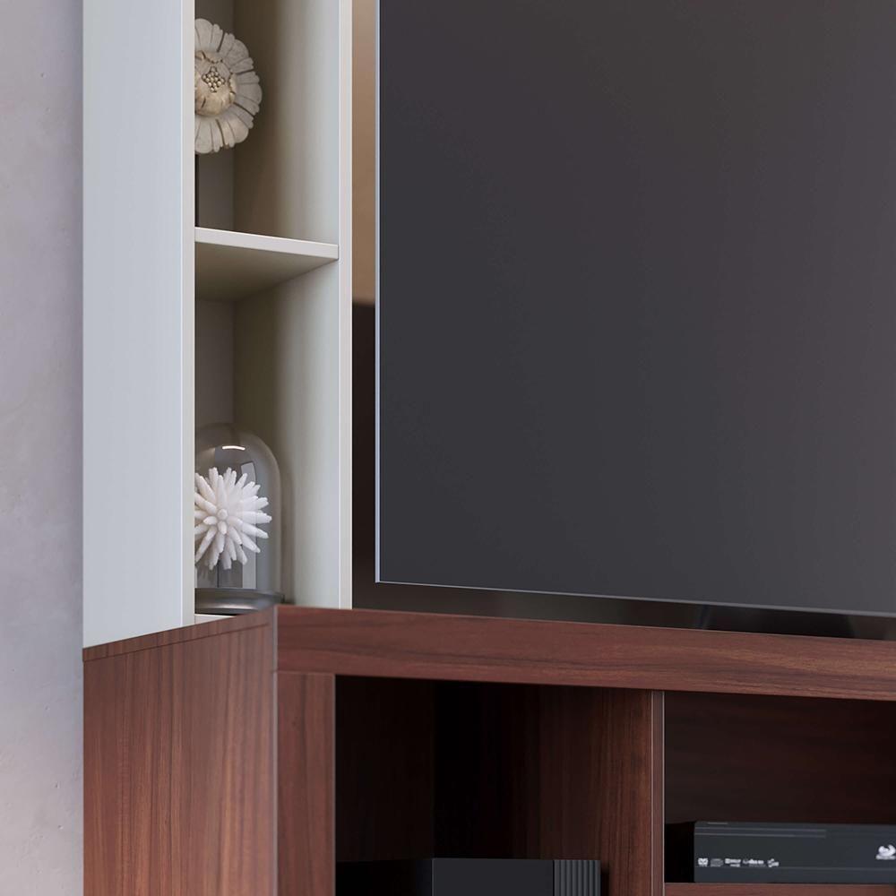 Estante Home Theater Elba Nogueira Real-off White Matte Para Tv Até 50? - Colibri Nogueira Real-off White Matte - 2