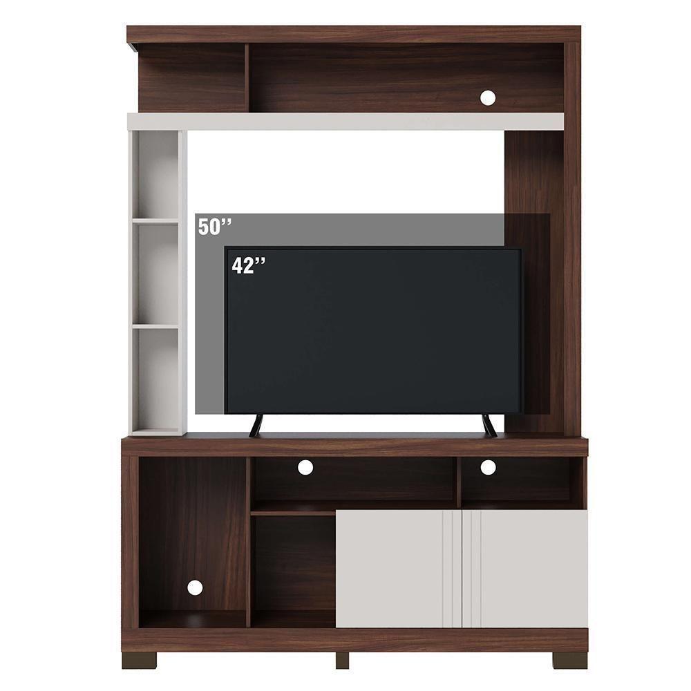 Estante Home Theater Elba Nogueira Real-off White Matte Para Tv Até 50? - Colibri Nogueira Real-off White Matte - 4