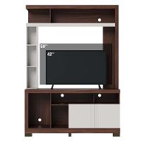 Estante Home Theater Elba Nogueira Real-off White Matte Para Tv Até 50? - Colibri Nogueira Real-off White Matte