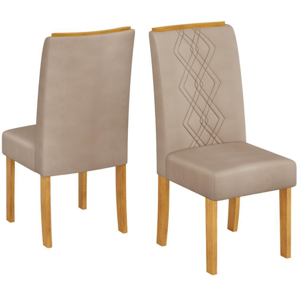 Kit 2 Cadeiras De Jantar Estofadas Ayla Veludo Creme Freijo Dj Moveis Veludo Creme Freijo - 1