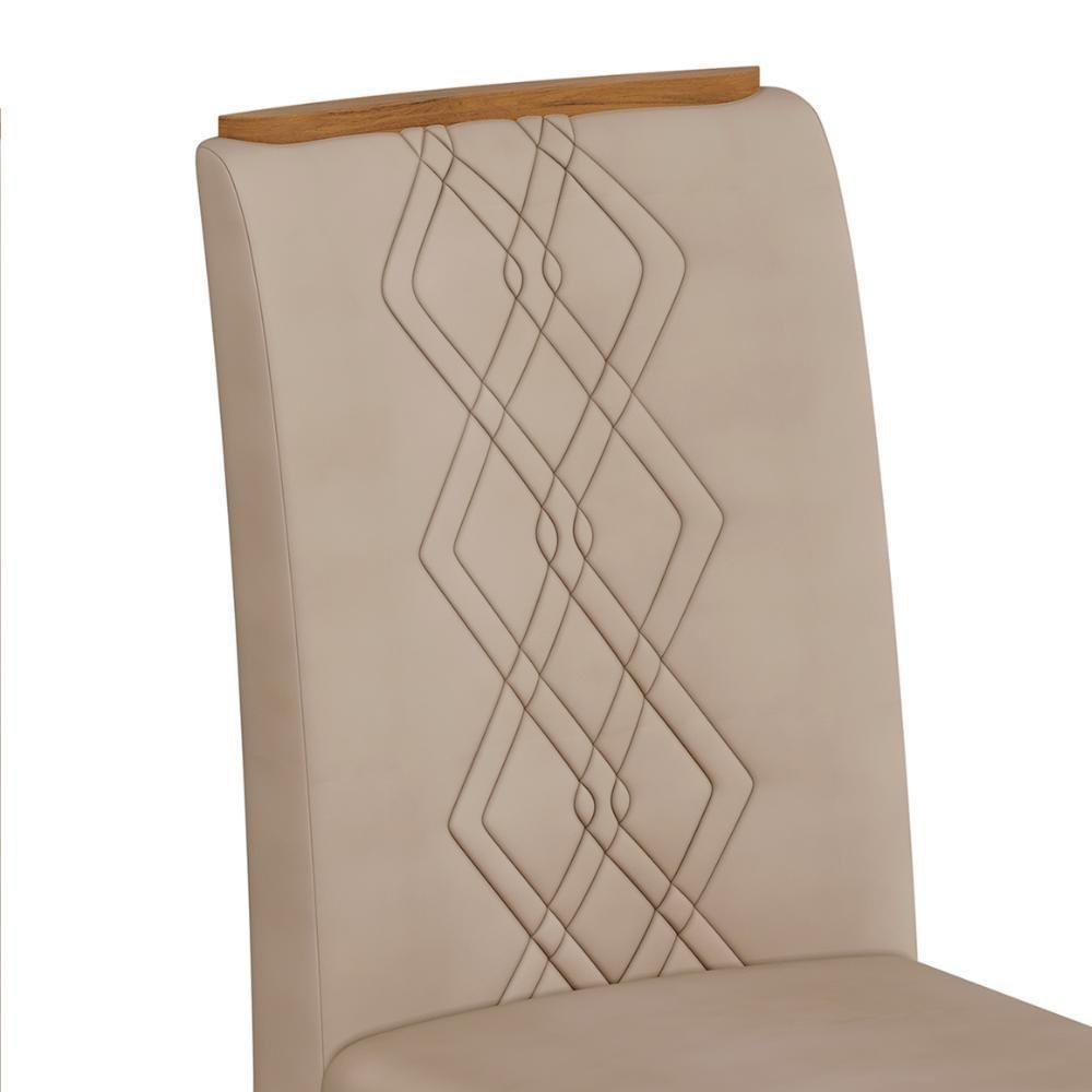 Kit 2 Cadeiras De Jantar Estofadas Ayla Veludo Creme Freijo Dj Moveis Veludo Creme Freijo - 6