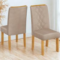 Kit 2 Cadeiras De Jantar Estofadas Ayla Veludo Creme Freijo Dj Moveis Veludo Creme Freijo - 2