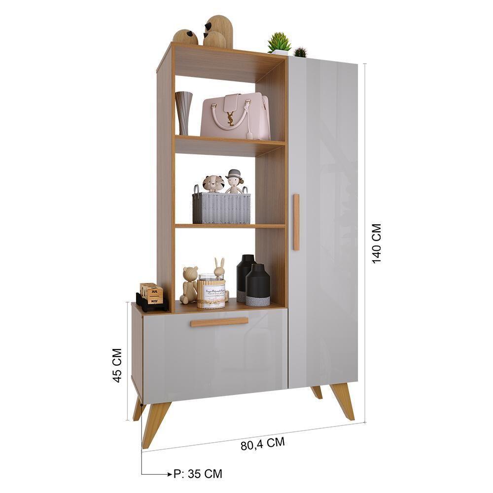 Estante Livreiro Multiuso 6213 Retrô 1 Porta E 1 Gaveta Freijó-off White - Indékes Freijó-off White - 4