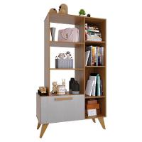 Estante Livreiro Multiuso 6213 Retrô 1 Porta E 1 Gaveta Freijó-off White - Indékes Freijó-off White - 3