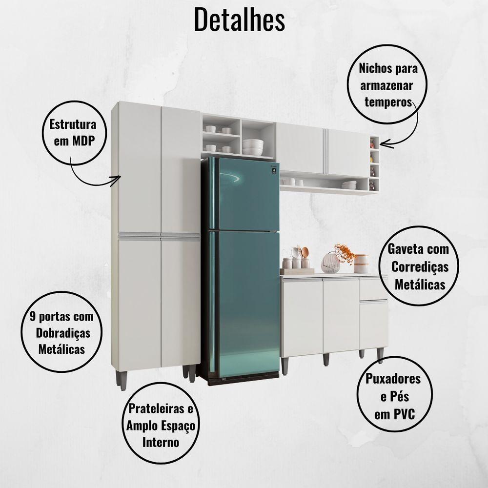 Cozinha Modulada Completa 4 Peças Vanessa Branco Ajl - 2