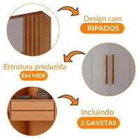 Guarda Roupa Casal Roma Mdf 6 Portas E 2 Gavetas Naturalle/off White - 6