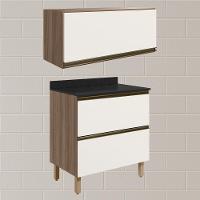 Armario Aereo E Balcao 2 Gavetas Mdf Kali Carvalho Toq Off White Cetim Nicioli Carvalho Toq Off White Cetim - 2