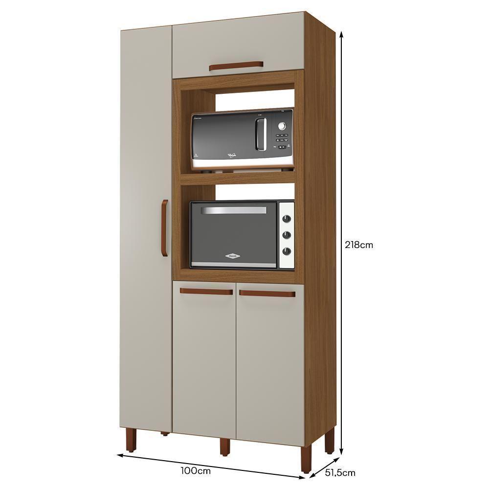 Paneleiro Torre Quente Triplo Monza 100cm 2 Fornos 4 Portas Freijó-off White - Indékes Freijó-off White - 3