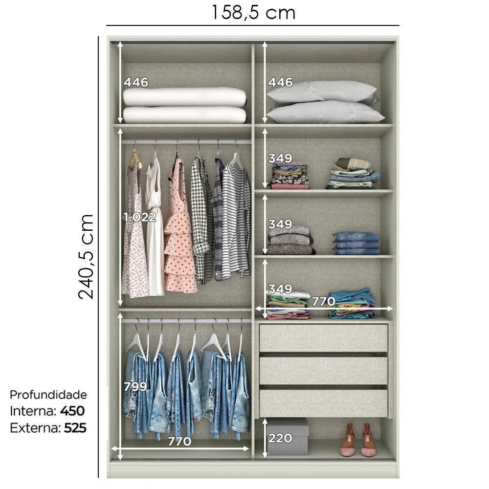 Guarda Roupa Modulado 2 Portas 241x159 Cm Seletto Areia Jequitiba Henn Areia Jequitiba - 7