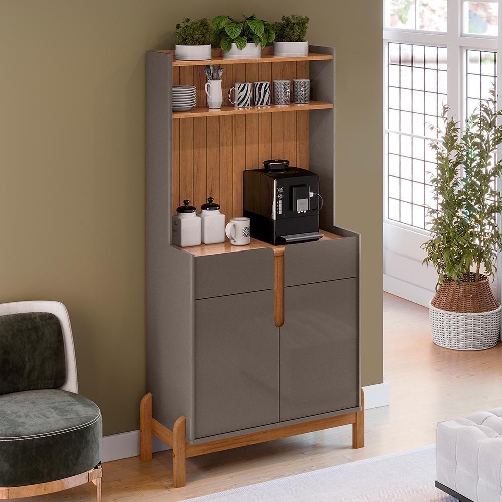Aparador Cantinho Do Café Lizz 2 Portas E 2 Gavetas Cinza Pérola-cedro - Casa D Cinza Pérola-cedro - 2