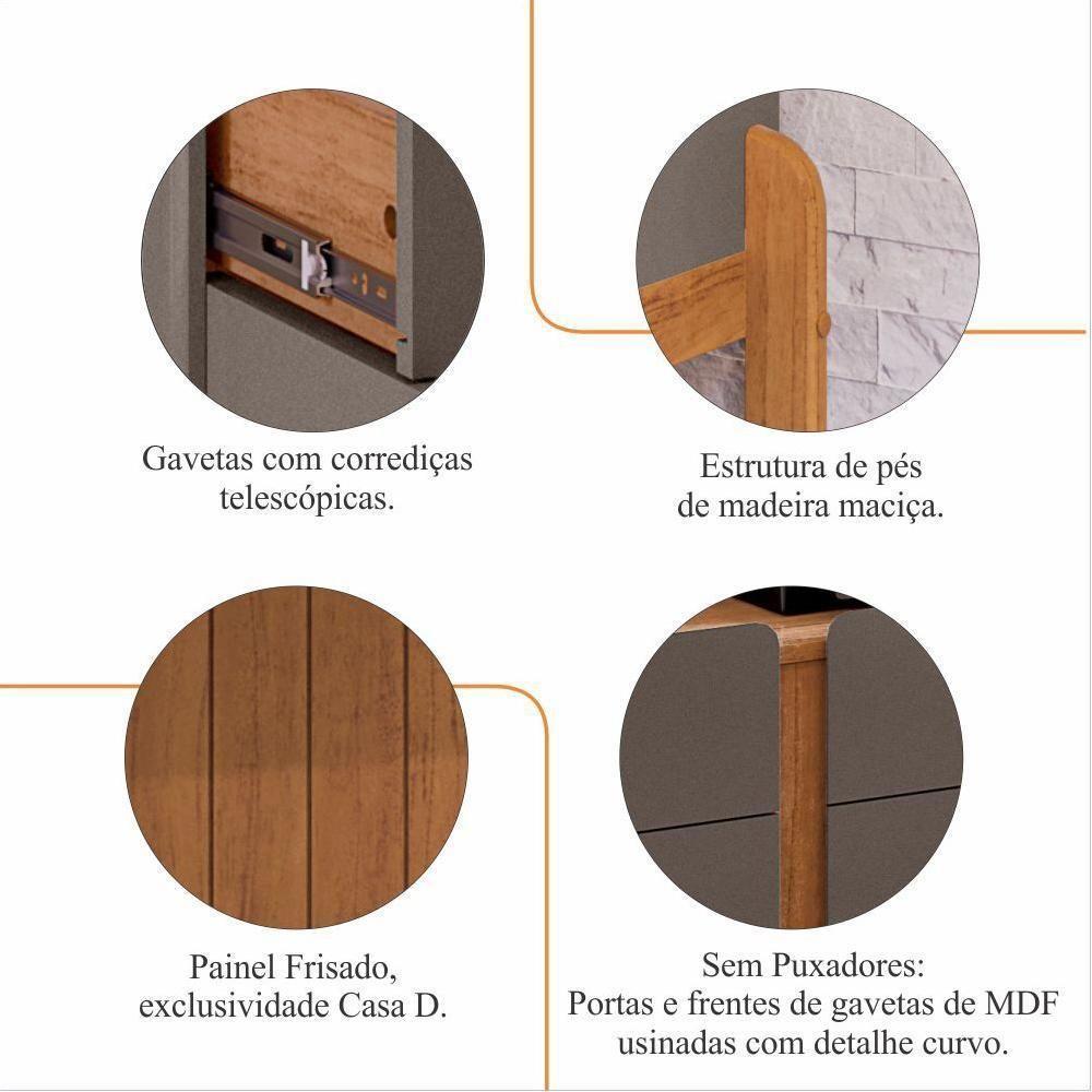 Aparador Cantinho Do Café Lizz 2 Portas E 2 Gavetas Cinza Pérola-cedro - Casa D Cinza Pérola-cedro - 4