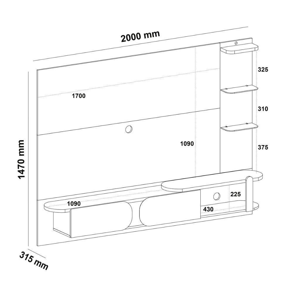 Painel Com Suporte Para Tv Até 72 Polegadas 2 Portas Multimóveis Cr45318 Cinamomo-off White - 3