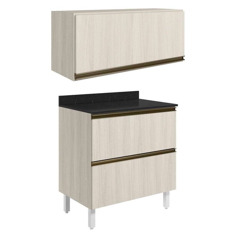 Armario Aereo E Balcao 2 Gavetas Mdf Kali Bianco Toq Bianco Toq Nicioli Bianco Toq Bianco Toq - 1