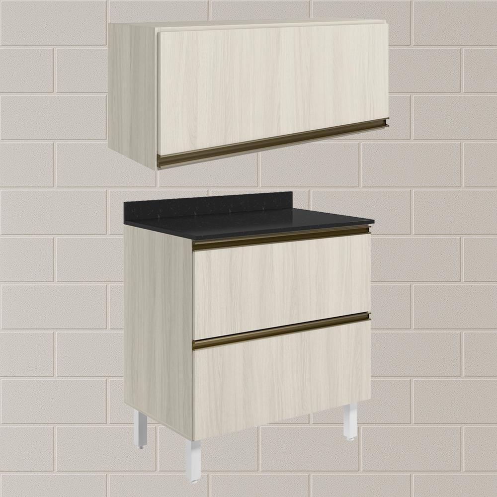 Armario Aereo E Balcao 2 Gavetas Mdf Kali Bianco Toq Bianco Toq Nicioli Bianco Toq Bianco Toq - 4