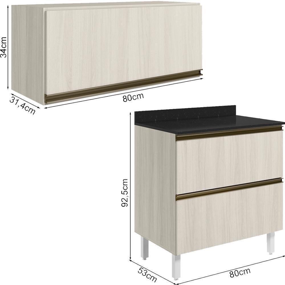 Armario Aereo E Balcao 2 Gavetas Mdf Kali Bianco Toq Bianco Toq Nicioli Bianco Toq Bianco Toq - 5