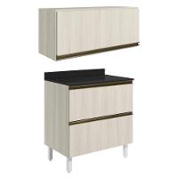 Armario Aereo E Balcao 2 Gavetas Mdf Kali Bianco Toq Bianco Toq Nicioli Bianco Toq Bianco Toq - 1