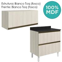 Armario Aereo E Balcao 2 Gavetas Mdf Kali Bianco Toq Bianco Toq Nicioli Bianco Toq Bianco Toq - 6