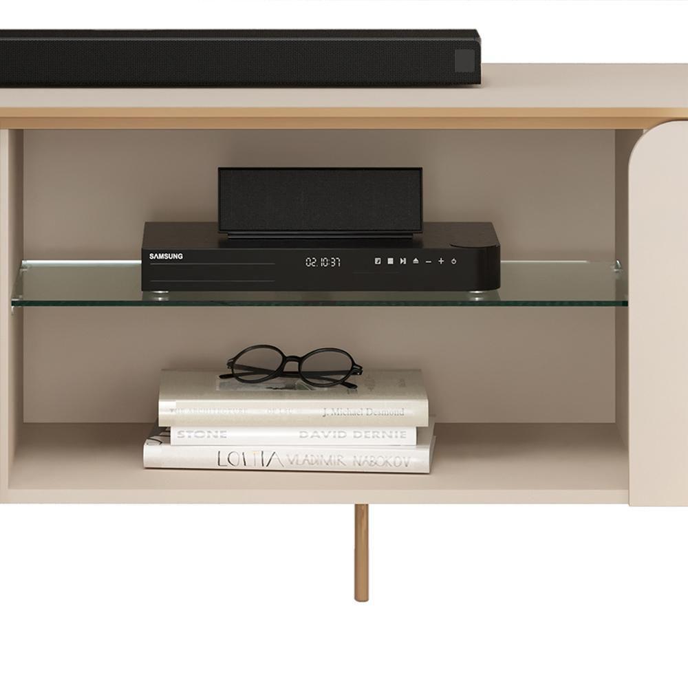 Rack Bancada Tv 75 Pol 241 Cm Mdf Ariana Off White Dj Moveis Off White - 5