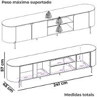 Rack Bancada Tv 75 Pol 241 Cm Mdf Ariana Off White Dj Moveis Off White