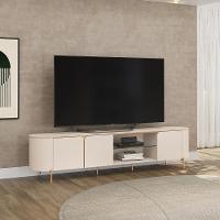Rack Bancada Tv 75 Pol 241 Cm Mdf Ariana Off White Dj Moveis Off White - 7
