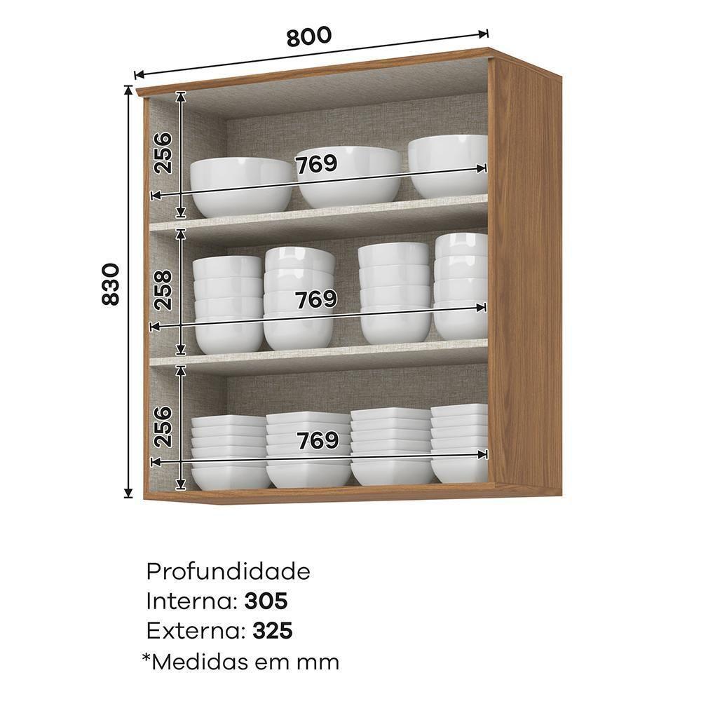 Armário Aéreo Requinte 80cm 2 Portas Nature - Móveis Henn Nature - 7