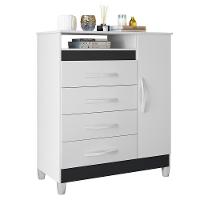 Cômoda Turquesa 1 Porta E 4 Gavetas Quadriflex Branco-titanium - Móveis Albatroz Branco-titanium - 1