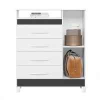 Cômoda Turquesa 1 Porta E 4 Gavetas Quadriflex Branco-titanium - Móveis Albatroz Branco-titanium - 3