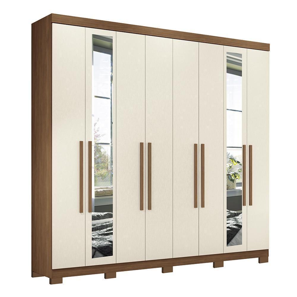 Guarda Roupa Casal Master New 8.4 8 Portas Jatobá-areia Com Espelho E Pés - Santos Andirá Jatobá-areia - 1
