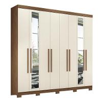 Guarda Roupa Casal Master New 8.4 8 Portas Jatobá-areia Com Espelho E Pés - Santos Andirá Jatobá-areia - 1