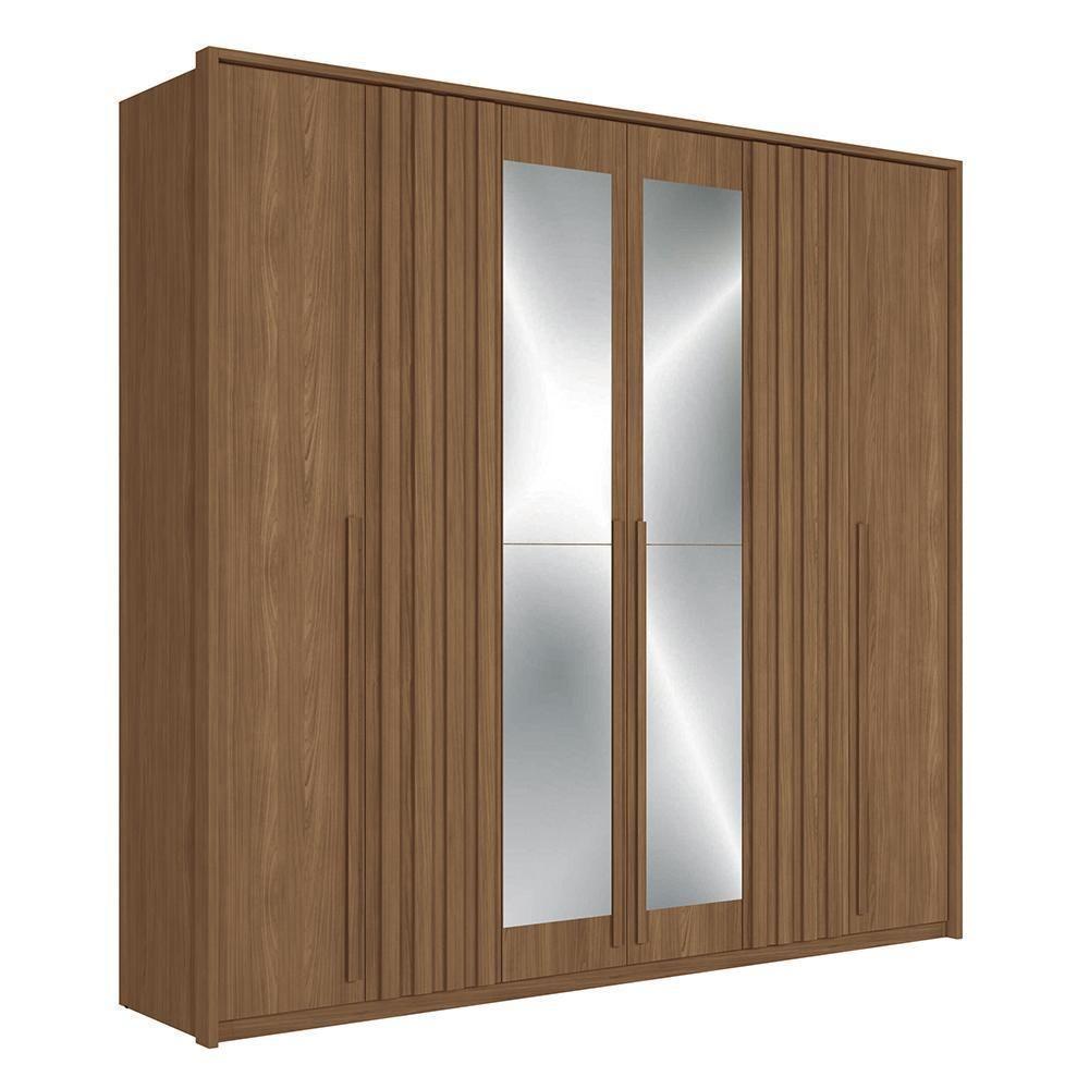 Guarda Roupa Casal Coimbra 6 Portas Jatobá Com Espelho - Santos Andirá Jatobá - 1