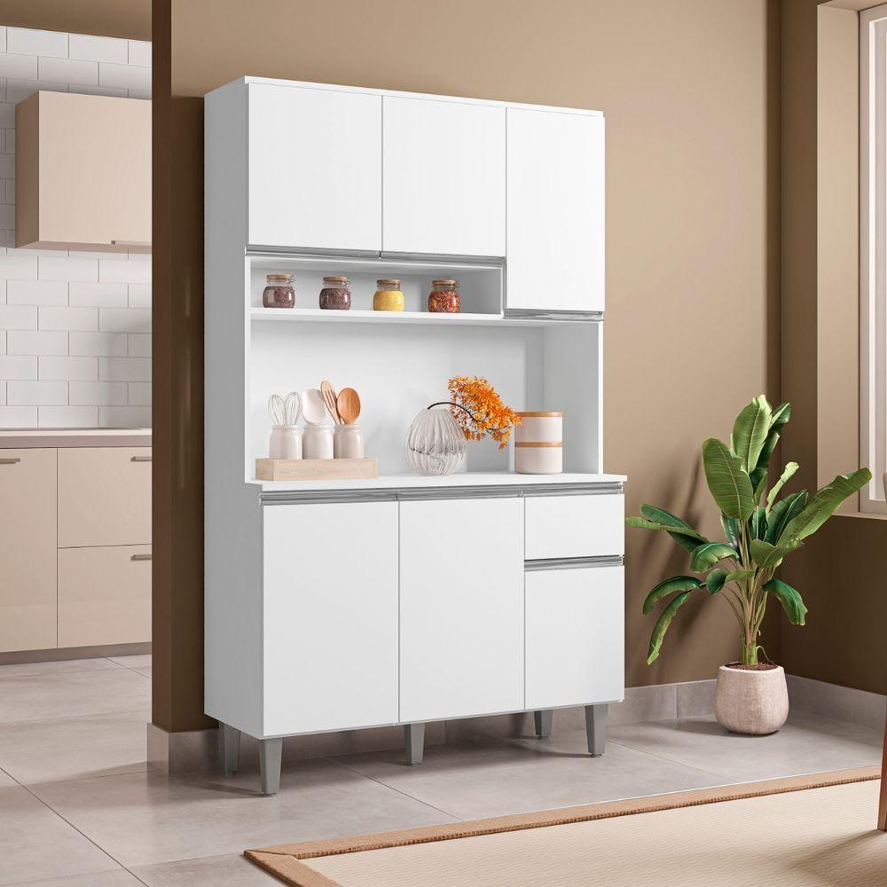 Kit Armário Cozinha Compacta Márcia 6 Portas Branco Ajl - 5