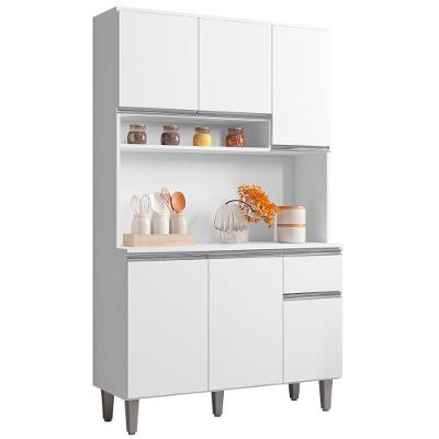 Kit Armário Cozinha Compacta Márcia 6 Portas 1 Gaveta MDP 105cm Branco