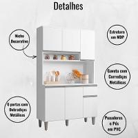 Kit Armário Cozinha Compacta Márcia 6 Portas Branco Ajl - 3
