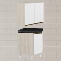 Armario E Balcao Canto Obliquo 75cm Mdf Kali Bianco Toq Branco Uv Nicioli Bianco Toq Branco Uv - 2