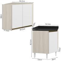 Armario E Balcao Canto Obliquo 75cm Mdf Kali Bianco Toq Branco Uv Nicioli Bianco Toq Branco Uv - 3