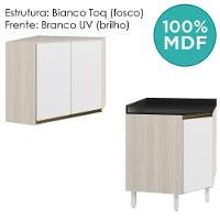 Armario E Balcao Canto Obliquo 75cm Mdf Kali Bianco Toq Branco Uv Nicioli Bianco Toq Branco Uv