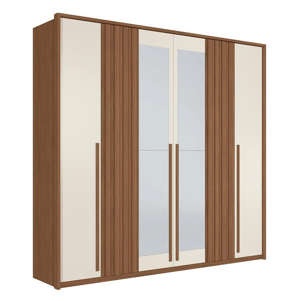 Guarda Roupa Casal Coimbra 6 Portas Jatobá-areia Com Espelho - Santos Andirá Jatobá-areia - 1
