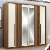 Guarda Roupa Casal Coimbra 6 Portas Jatobá-areia Com Espelho - Santos Andirá Jatobá-areia - 2
