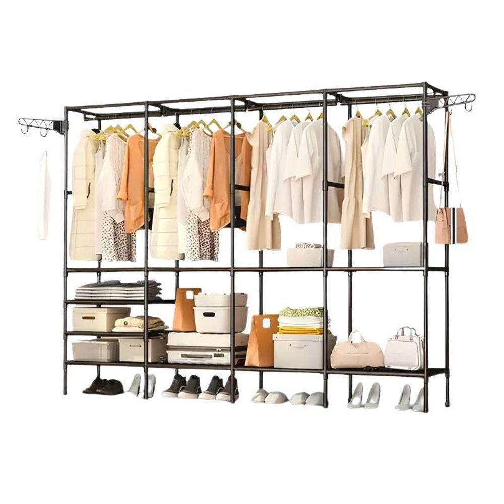 Cabideiro Preto Multifuncional Organizador Com 4 Divisões - 10