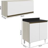 Armario Aereo E Balcao Mdf 70cm Kali Bianco Toq Branco Uv Nicioli Bianco Toq Branco Uv - 3