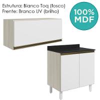 Armario Aereo E Balcao Mdf 70cm Kali Bianco Toq Branco Uv Nicioli Bianco Toq Branco Uv